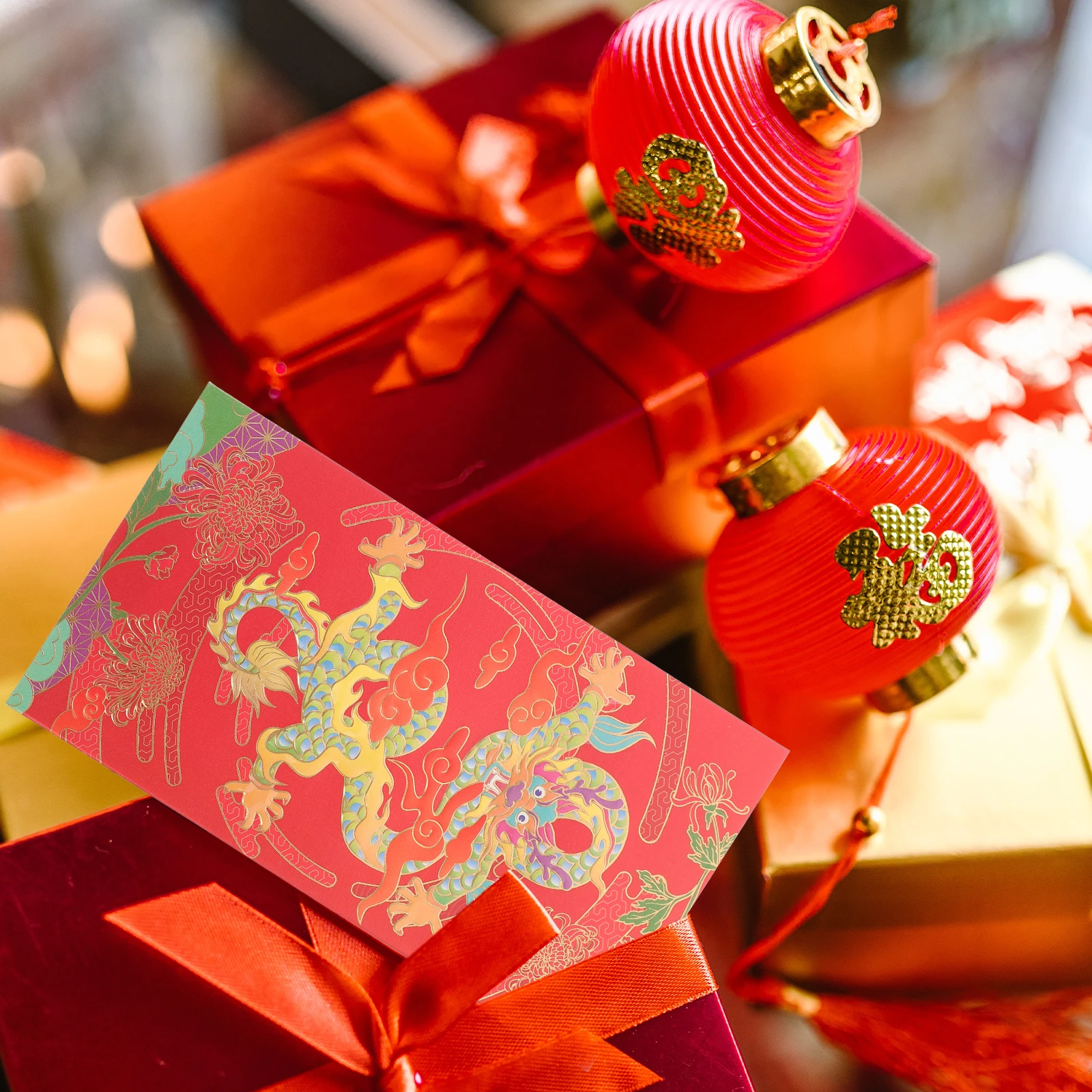 6pcs Retro Style Red Envelopes Chinese New Year Red Packets Bright Color Design Creative Money Envelopes For Spring Festival