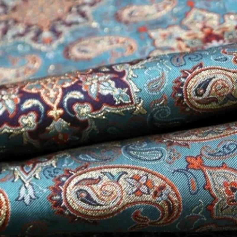 

Metal Wire Brocade Jacquard Fabric Vintage Cashew Nut Flower Color Woven Dress Clothing European Brand Design Diy Sew Cloth