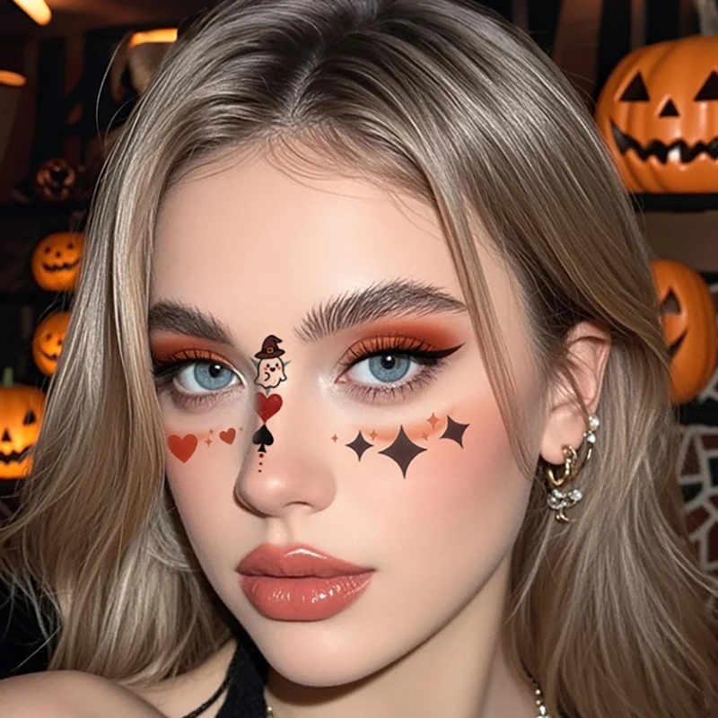 1 個ハロウィン吸血鬼コウモリ偽そばかす一時的なタトゥーステッカー子供 WomanHot スタンピングそばかすメイクアップパーティー顔メイク