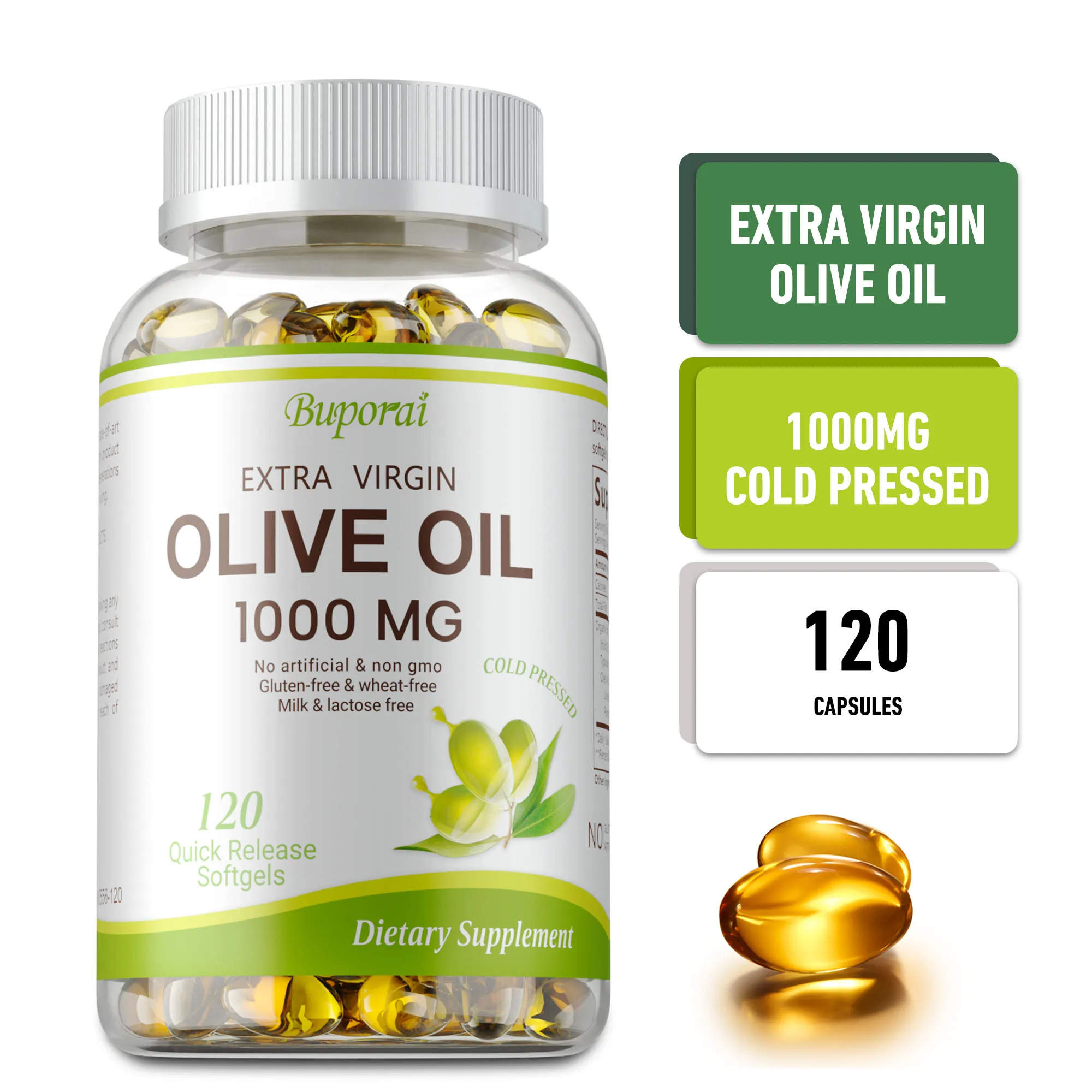 

Olive Oil Softgel Capsules 1000mg - Antioxidant, Promotes Heart & Cardiovascular Health, Immune Support, Maintain Overall Health