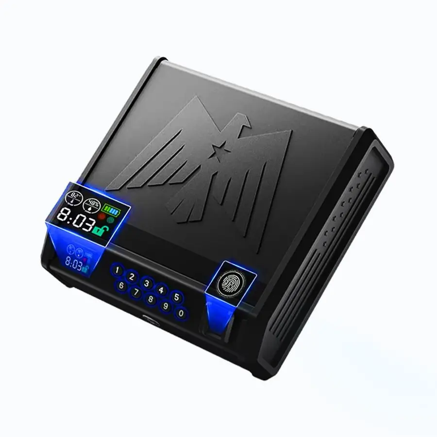 

Пистолет-сейф для пистолетов, 3-ходовая разблокировка отпечатков пальцев, цифровой PIN-ключ с быстрым доступом, ЖК-дисплей температуры и влажности, твердый St