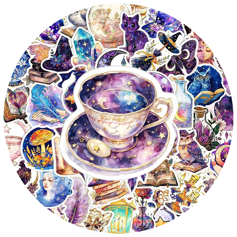 

10/30/50pcs Vintage Apothecary Gothic Magic Crystal Stickers Aesthetic Decals DIY Notebook Suitcase Laptop Cool Cartoon Sticker