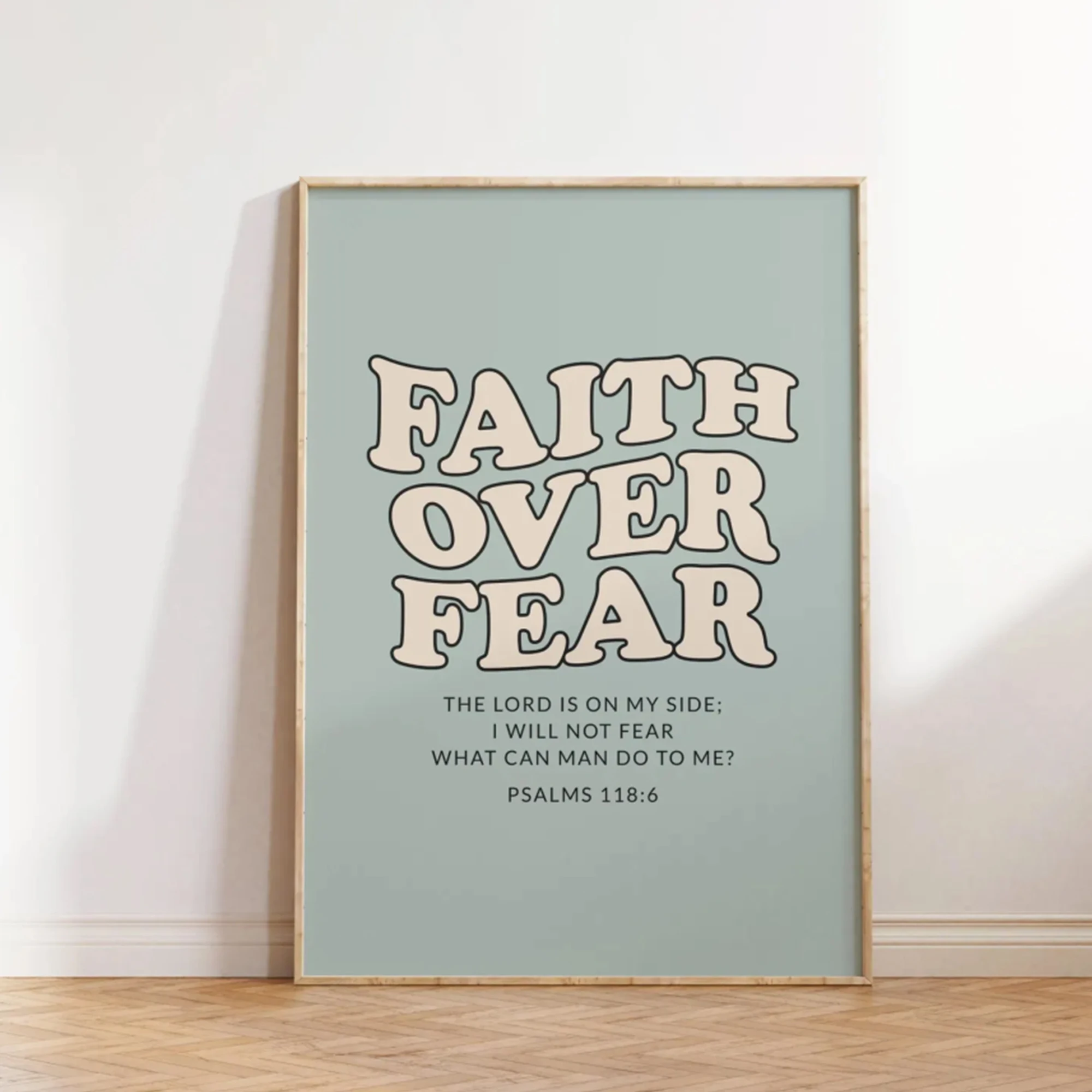 Retro Christian Psalm Scripture Faith Over Fear Wall Art Print Canvas Painting Poster Picture For Living Room,Bedroom Home Decor