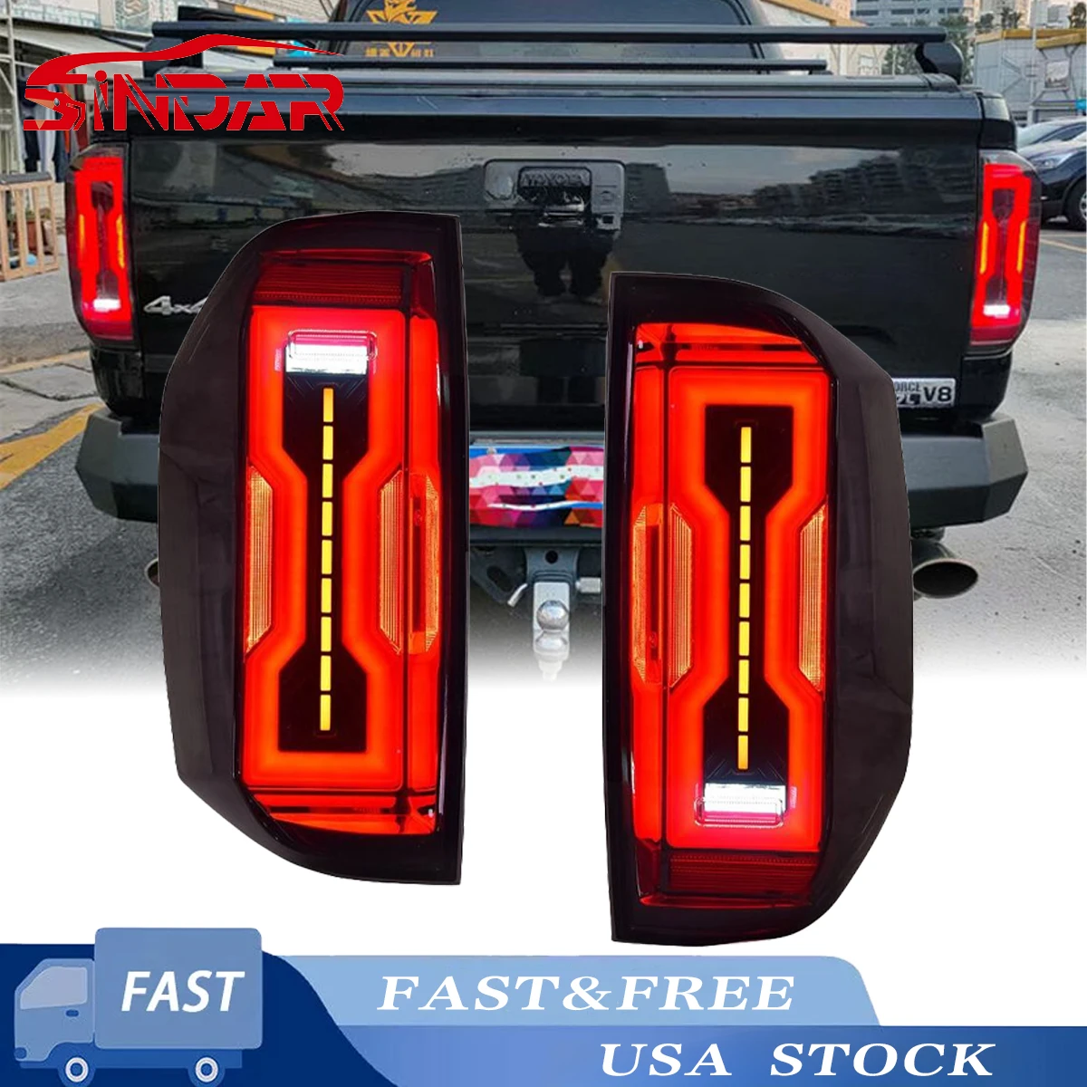 

SINDAR 2pcs Smoke LED For 2014-2021 Toyota Tundra Tail Lights Brake Rear Lamps
