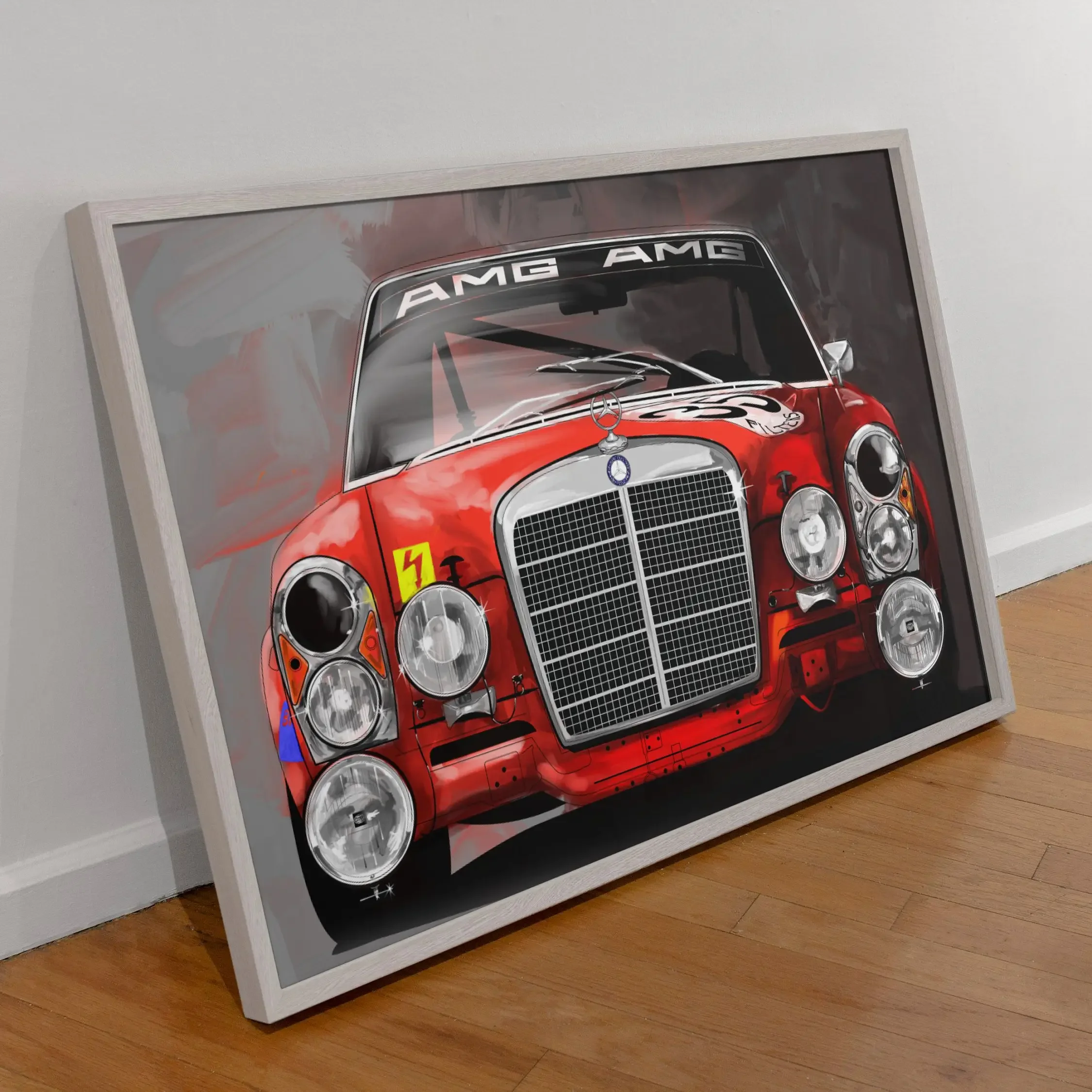 Red AMG Automobile Vintage Classic Racing Cars Posters Wall Art Pictures Canvas Paintings Decorations for Living Room Home Decor