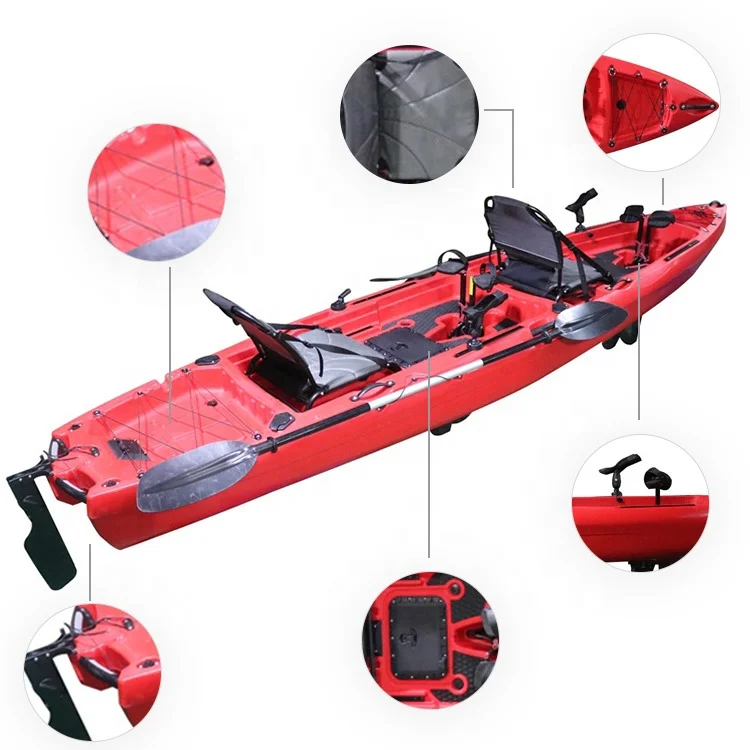 2023 New Pedal drive Kajak 2 Person 14ft 600lbs Kayak With Fishing Foot Pedal, Vicking Fins Pedal Kayak 2 Seater Places