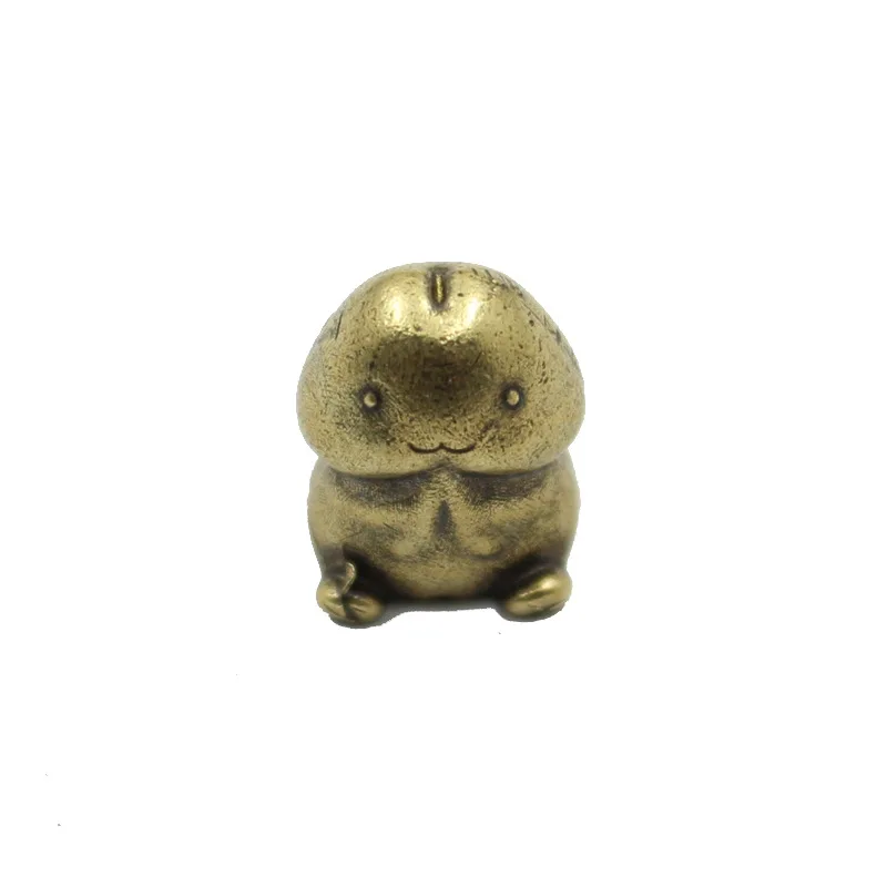 Brass Metal Cartoon Mushroom Head Decorative Figurines Personalized Cute Car Keychain Pendant Kawaii Accessories Miniatures