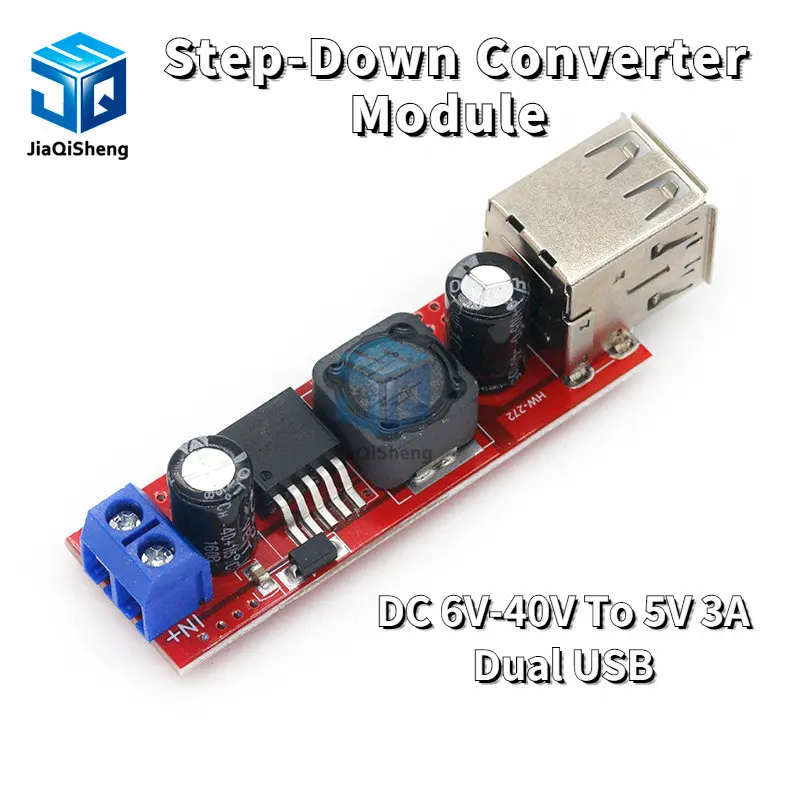 DC 6V-40V To 5V 3A Double USB Charge DC-DC Step-down Converter Module For Vehicle Charger LM2596 Dual USB