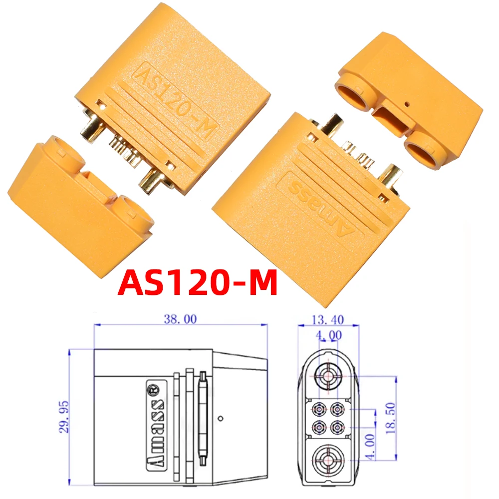 Amass AS120 Female Male Plug Connector Resistance Adapter Plug for RC Model FPV Racing Drone Lipo Battery Multirotor Parts