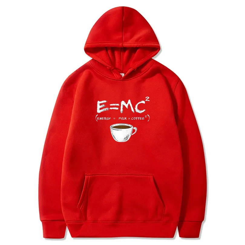 Energy=Milk+Coffee Printed E=MC2 Funny Hoodie Men's Loose Oversized Hoodies Fashion Casual Sweatshirt Street Hip Hop Hoody Man