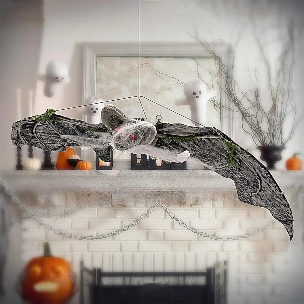 

Halloween Bat Decoration Horror Hanging Spooky Lifelike Creepy Props Ornament Prank Prop for Window Garden Outside Balcony Home