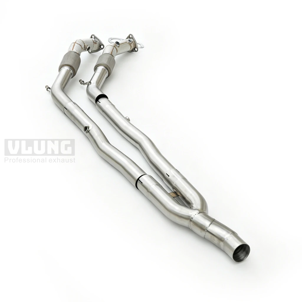 Insulated exhaust downpipe for Volkswagen Passat B6 CC R36 3.6 from 2009 to 2011 stainless steel valve exhaust head section view 3