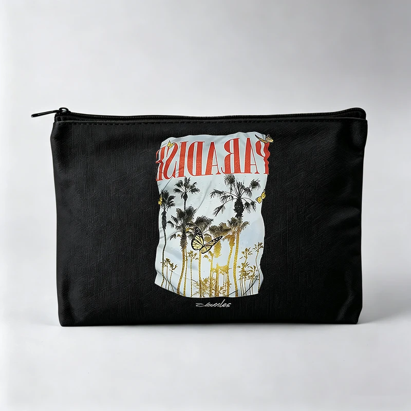Fish Graphic Makeup Bag with Typography Print, Vintage Style Cosmetic Pouch for Daily Use