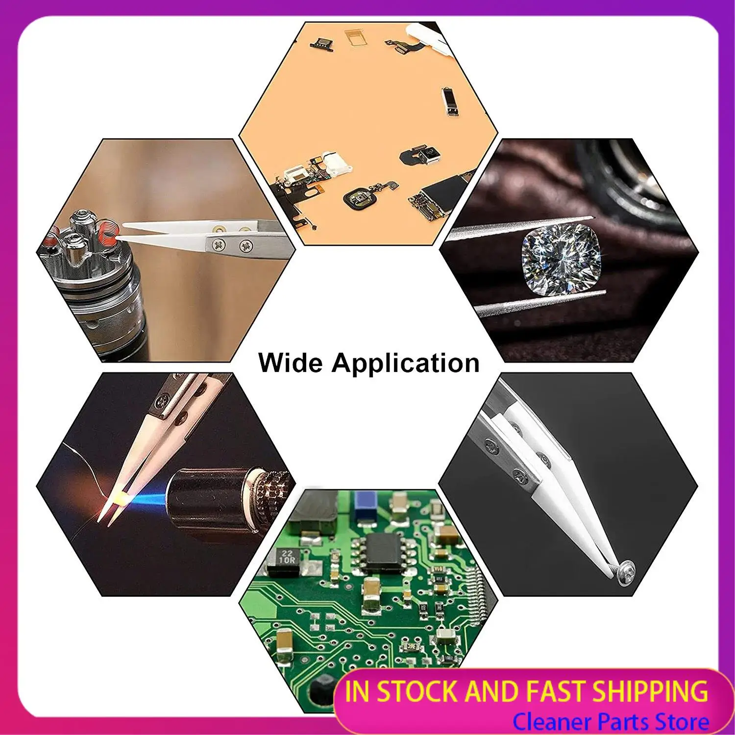 HOT SALE-6 Pcs Non-Conductive Anti-Magnetic Pointed And Curved Tips Tweezers Set Pointed Tweezers