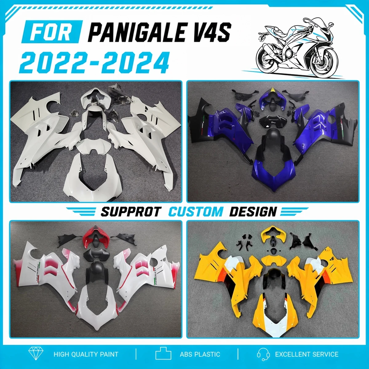 Full Bodywork Replacement Fairings for Panigaie V4 2022 2023 2024 22 23 24 Custom Colors Styling Fairing Kit