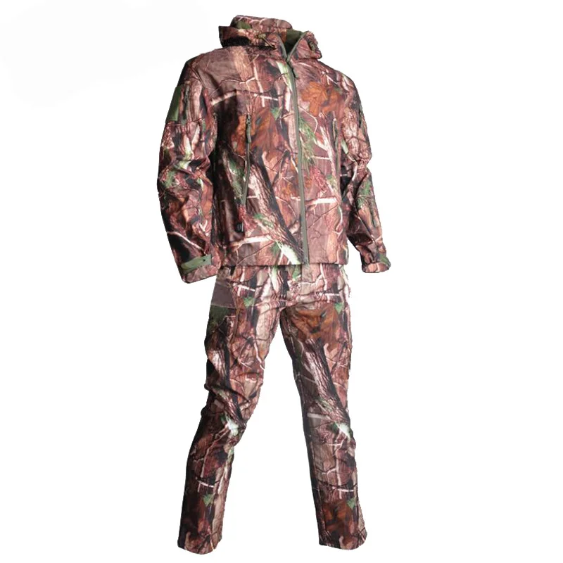 

Men Outdoor Sport Softshell Jackets Pants Suits Hiking Hunting Clothes Camouflage Tactical Sets Hunting Camping Suits