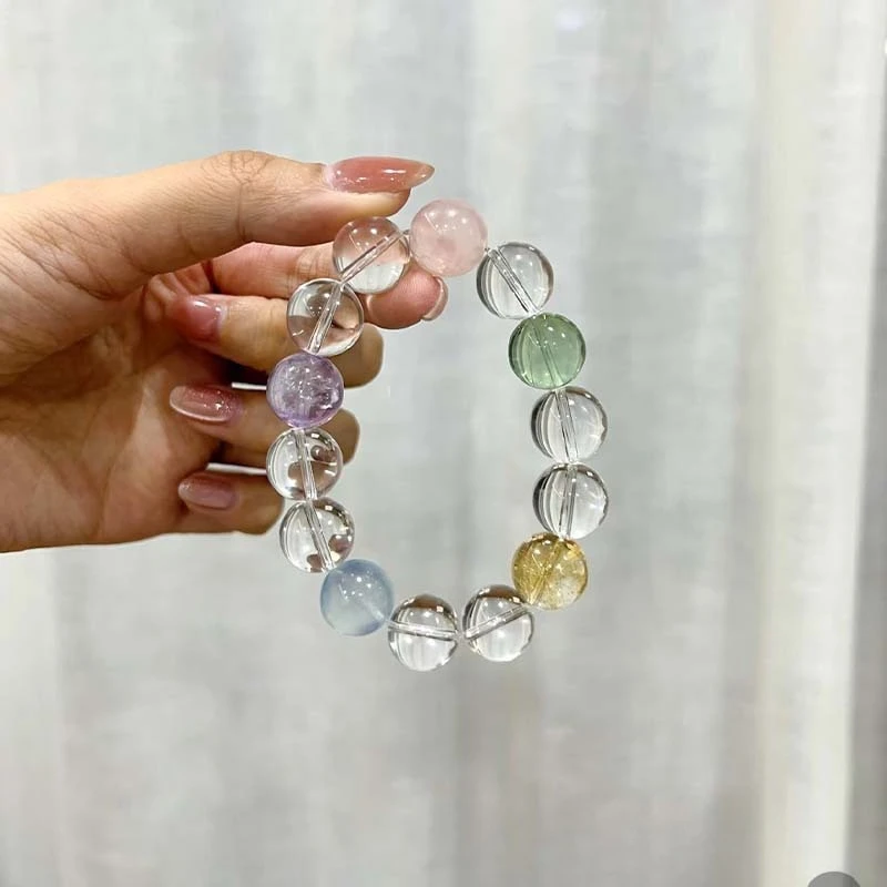 

Natural Duobao Crystal Bracelet Aquamarine Color Crystal White Crystal Ladies Light Luxury Fashion Lucky Bracelet