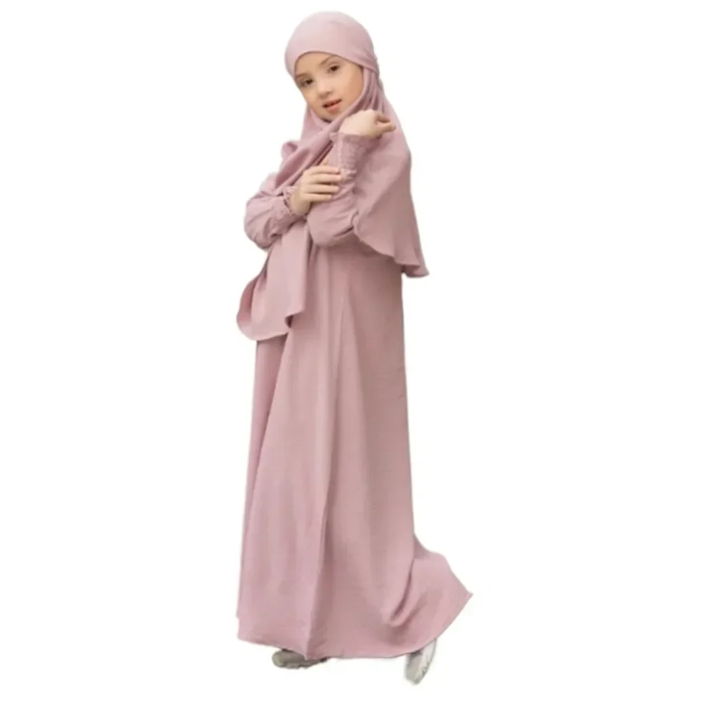 Eid Kids Girls Prayer Garment Dress Muslim Girls Khimar Kaftan Turkey Saudi Dubai  Abaya Dresses Islamic Clothing Ramadan Robe