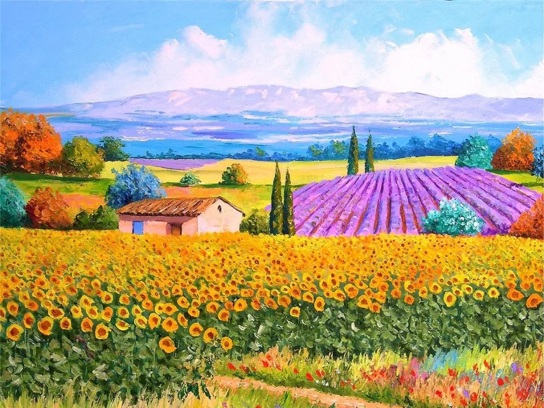 46*28cm Jigsaw Puzzles 500 Pieces Paper Landscape Oil Painting Art Decompression Toys For Adults Family Games Pastoral scenery