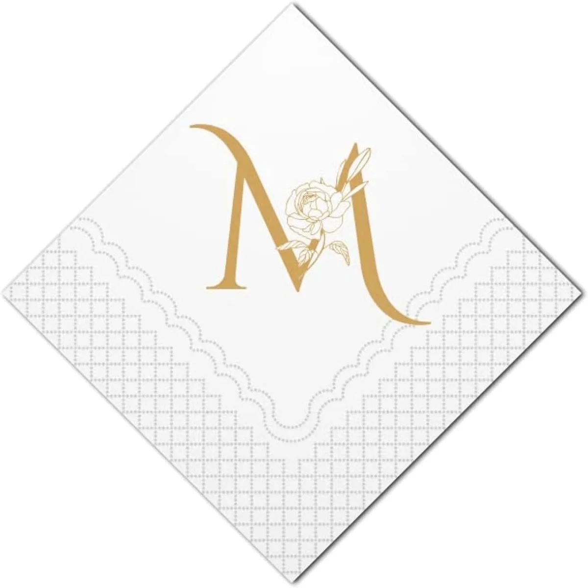 

50pcs SharkBliss Monogram Cocktail Napkins, 50 Pack Gold Letter M Personalized Monogram Disposable Paper Napkin for Wedding Brid