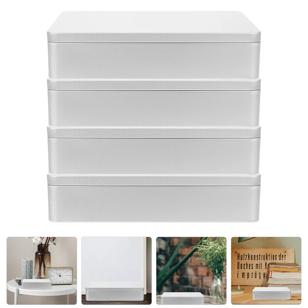 

4 Pcs Storage Box Moving Lid Organizer Organizing Container with Small Pantry Containers Metal Case Seal