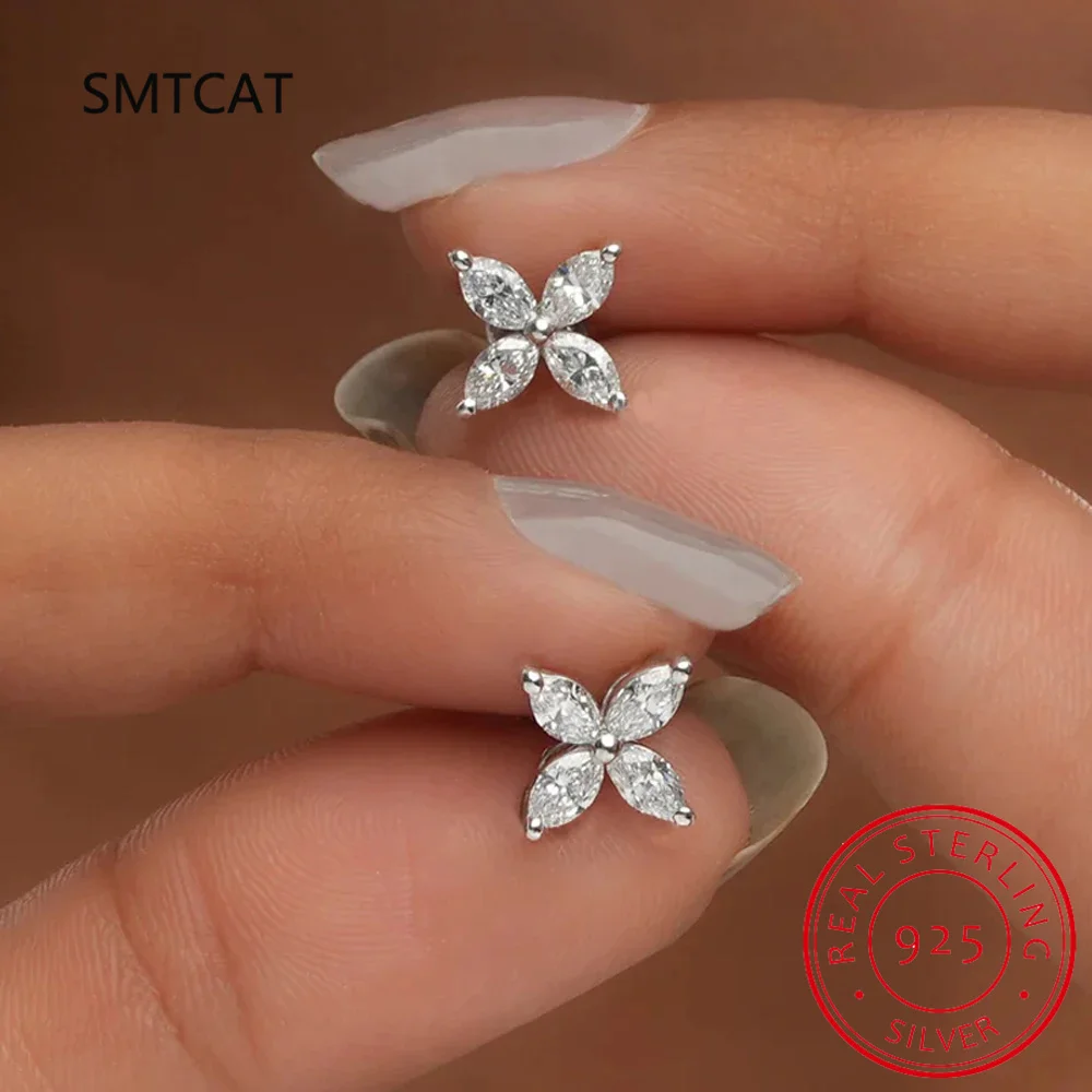 

2.4cttw All Moissanite Stud Earrings For Women Marquise Cut Flower Diamond 925 Sterling Silver Wedding Jewelry Brincos de Prata