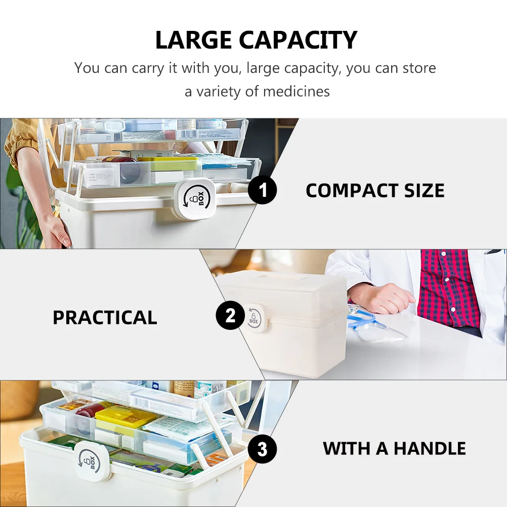 قطعة واحدة من حقيبة الإسعافات الأولية شديدة التحمل، مجموعة طبية محمولة كبيرة الحجم لتخزين الأدوية للأنشطة التجارية العائلية #6