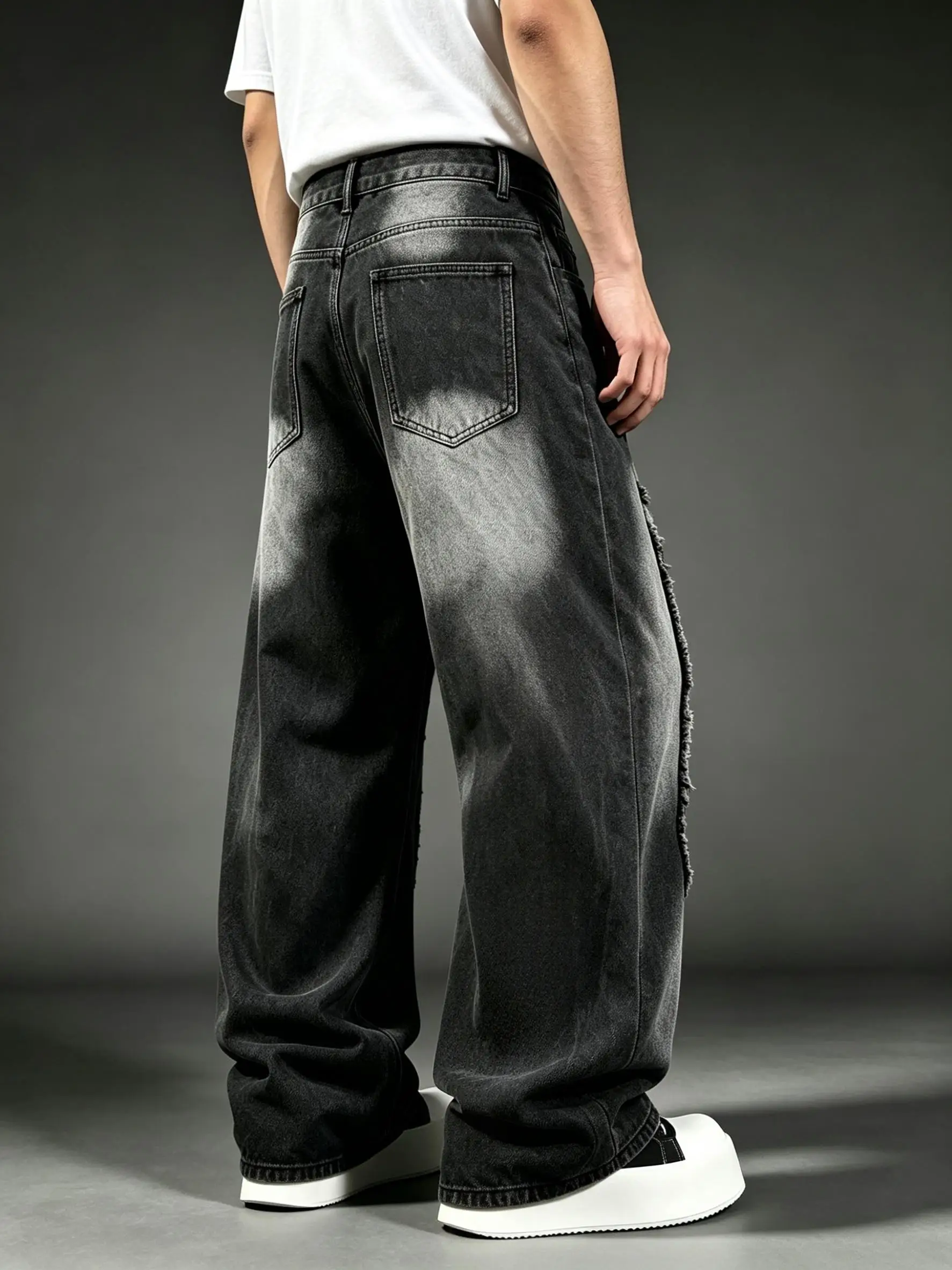 Men Y2K Flared Denim Jeans, American Retro Street Fashion Pants, Perfect Gift for Boyfriend