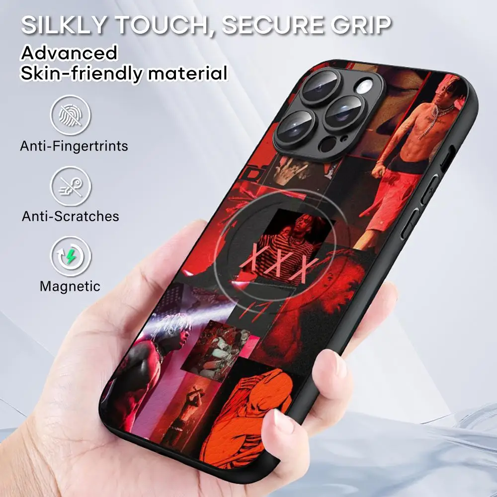 Hot X-XX-X T-Tenta-cionS rap Phone Case For iPhone 16 15 14 13 12 11 Plus Pro Max  High-end Luxury Magsafe Sheepskin