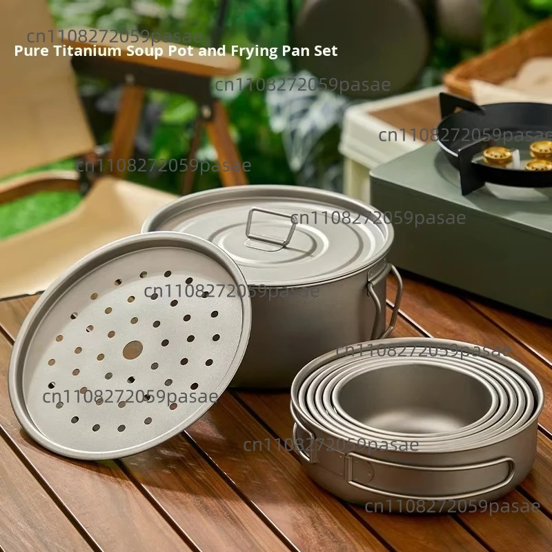 Aluminum  Cookware Set Six-piece Frying Pan Picnic Foldable Lightweight Portable Soup Pot Induction Cooker Open F