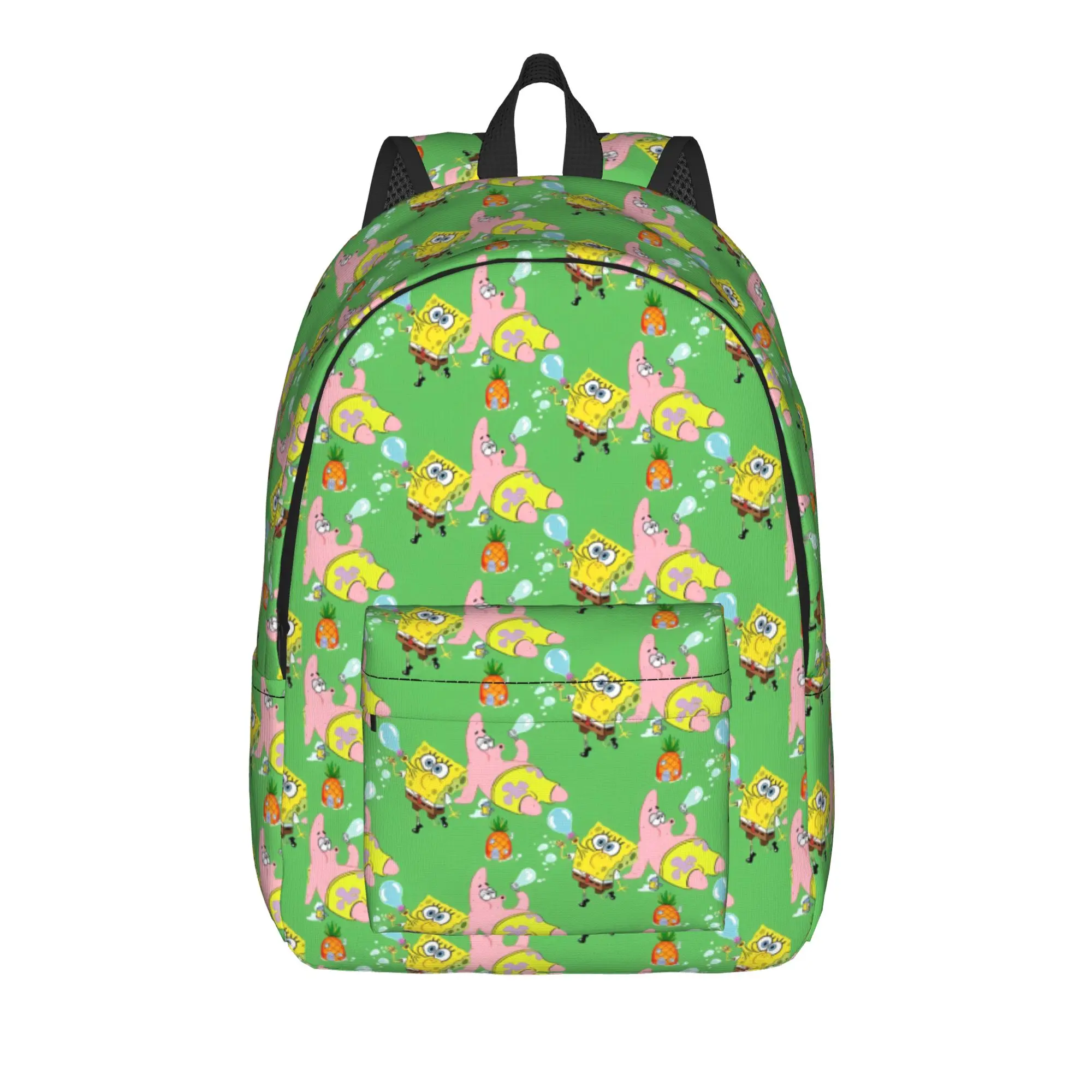 S-SpongeBobed Green Pineapple Tile Backpack  Travel Backpacks Boy Aesthetic High School Bags High Quality Breathable Rucksack