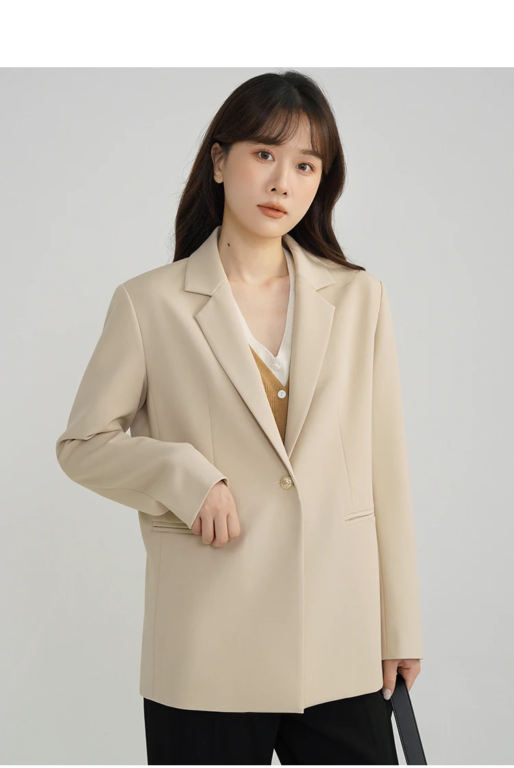 سترة نسائية كلاسيكية فضفاضة تناسب سترة أنيقة للخريف معطف مكتب غير رسمي ملابس خارجية كلاسيكية لملابس العمل أسلوب الموضة الأنيق #3