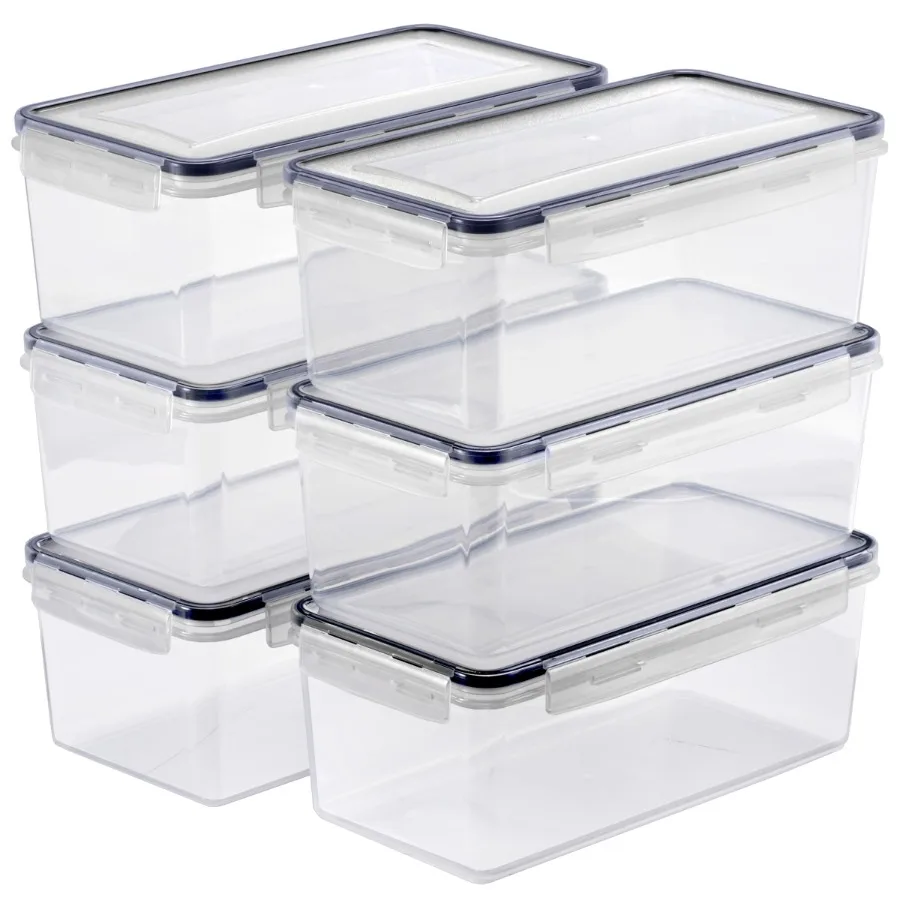 6-Pack 108oz Airtight Food Storage Containers with Snap Lids for Cereal and Pasta