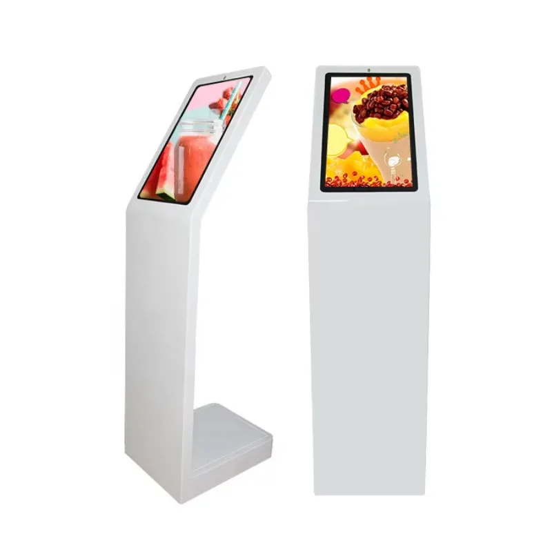 Inch Self Service Digital Interactive Information Kiosk L Type Vertical Screen Touch Screen Kiosk White