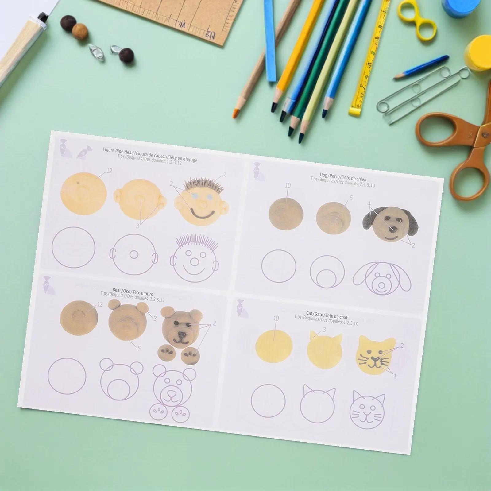 12Sheets Paper Piping Drawings for Cake Decorating Supplies Kit Reusable Practice Drawings Cupcake Cookie Pastry Dessert