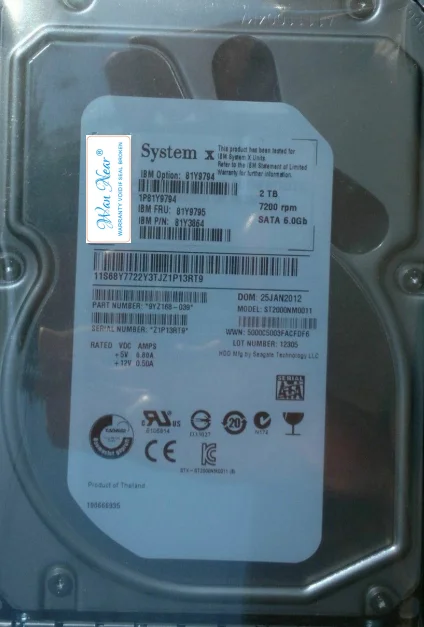 For   81Y9794 81Y9795 2TB SATA 6G 3.5 X3550X3650 M4 server