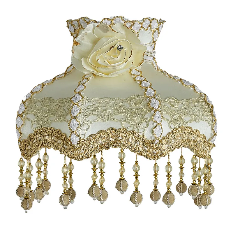 European Style Lampshade Home Decor Retro Light Lamp Cover European Vintage High-End Cloth Art Bead Lace Lampshade