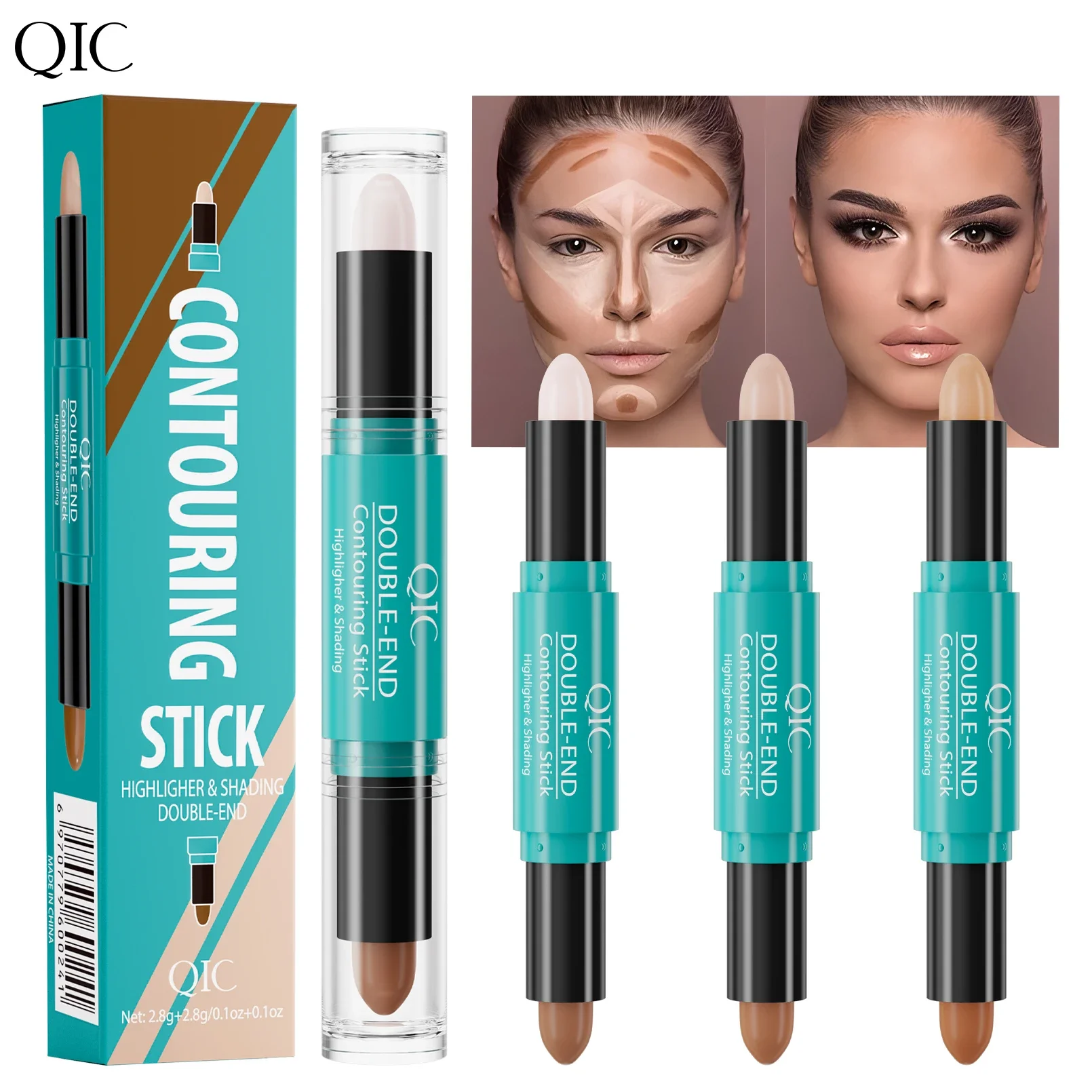 Bronzer Contour Stick Concealer Highlighter Shadow Stick Wasserdicht Doppelköpfige Konturierung Erhellen Gesicht Körper Make-up Schönheit