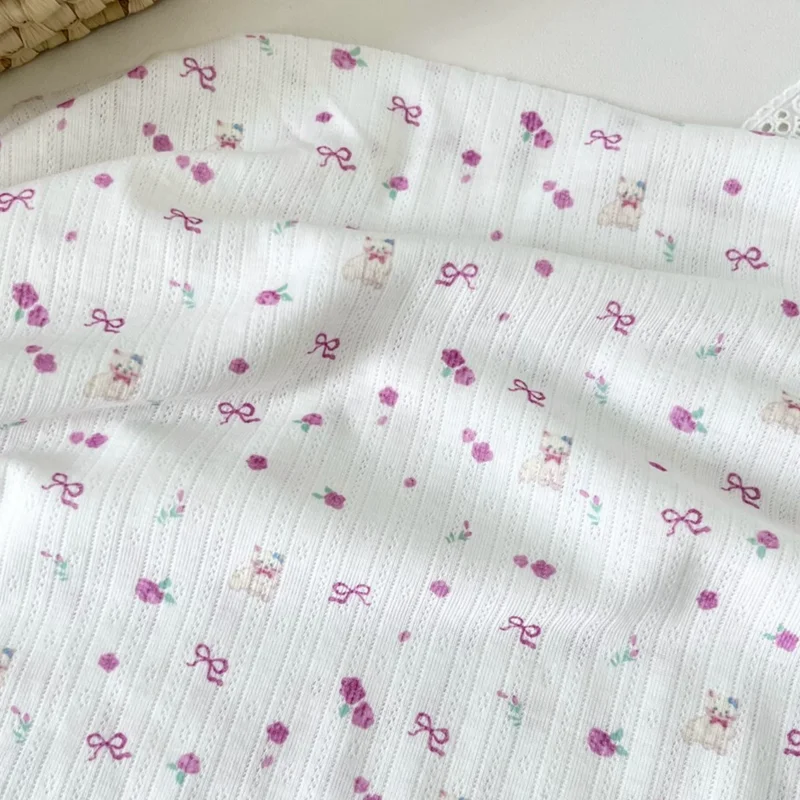 

Knitted Elastic Floral Fabric Summer Thin Sewing Clothes Skirts Pajamas Materials Socks Underwear Hats Fabrics