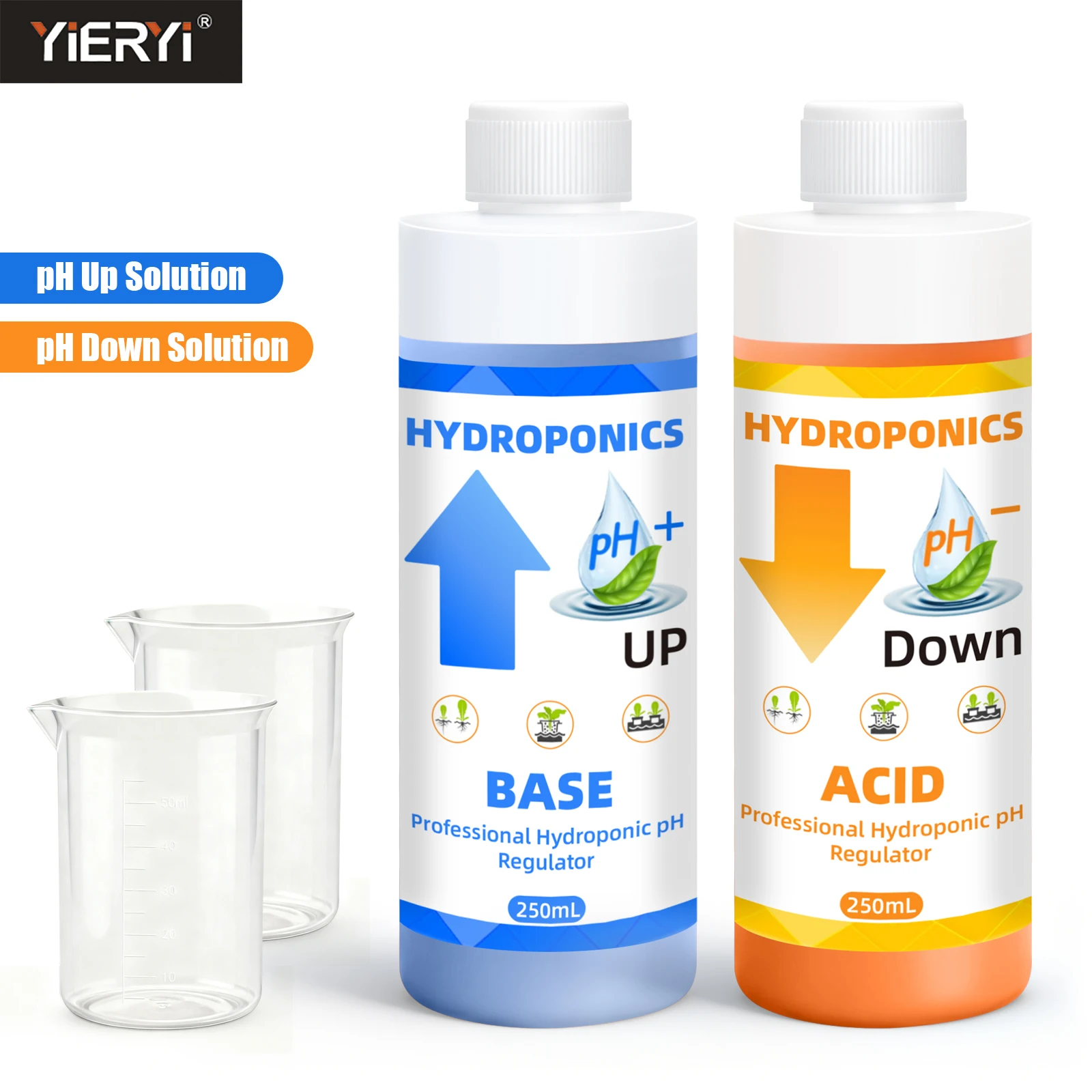 

Yieryi Hydroponic pH Up Down Liquid Acid Base Solution PH Adjuster Water Balance Nutrient Regulator for Garden Plants Growing