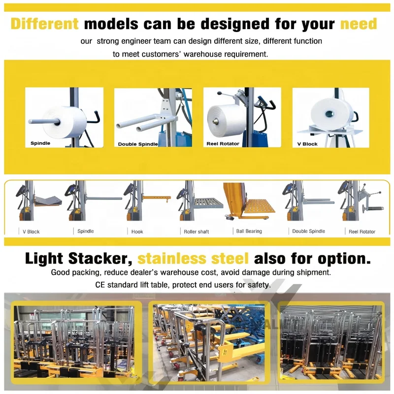 Deposit Price Semi Automatic Pallet Stacker Coil Material Handling Equipment Mini Winch Stacker Forklift Paper Roll Lifter