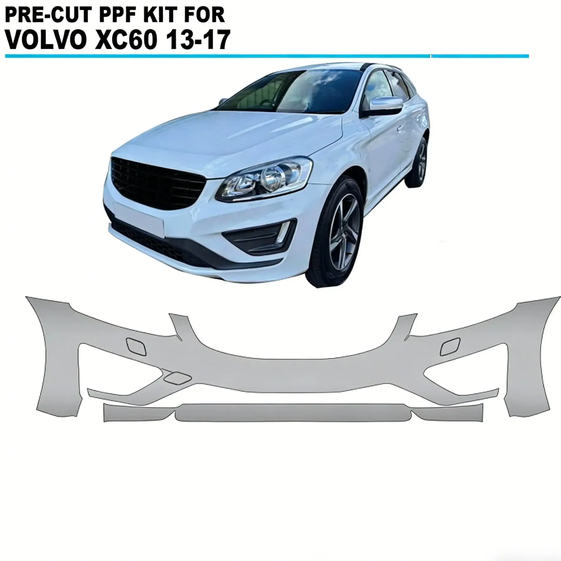 

For Volvo XC60 2013-2017 TPU Bumper Hood Scratch-Resistant Self-Healing Paint Protection Film Invisible Pre-cut PPF ﻿Kit