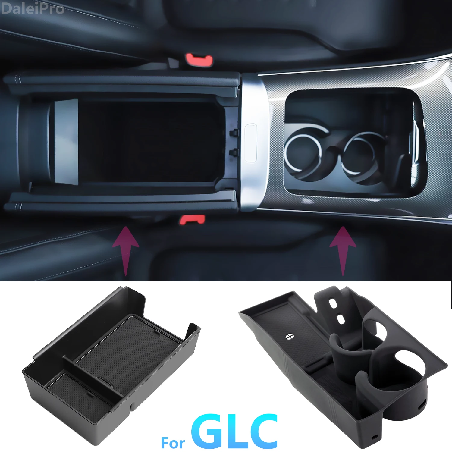 For Mercedes-Benz GLC 2023 2024 2025 X254 Silicone Insert Center Console Organizer Armrest Storage Box Cup Holder Accessories