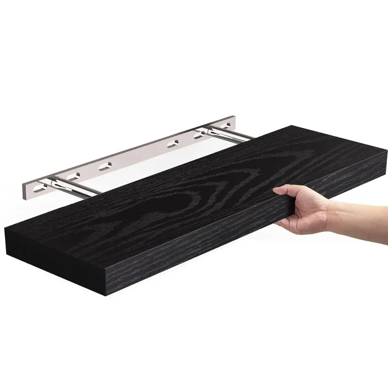 

Floating rack wall mounted baffle wooden kitchen bathroom living room storage