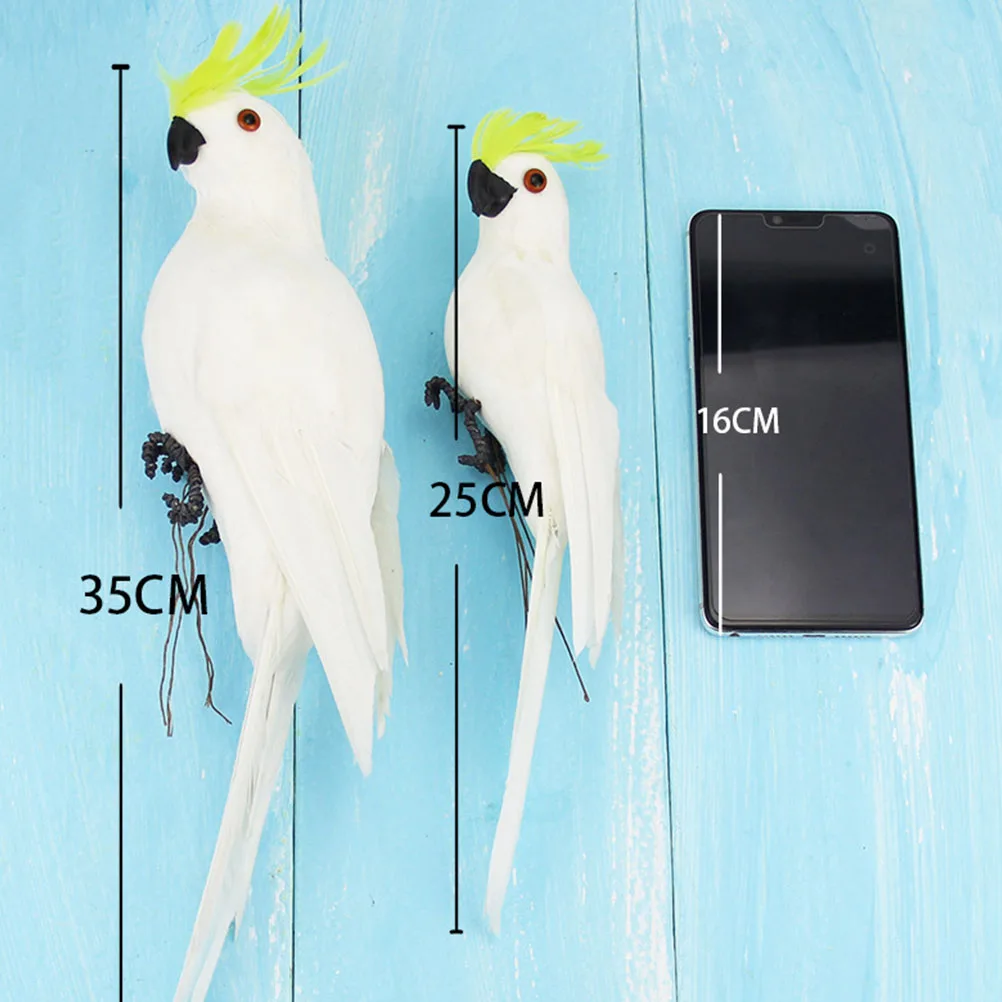 

Simulated Parrot Ornament Artificial Parrot Decor DIY Crafts Adornment for - White and Yellow (35cm)