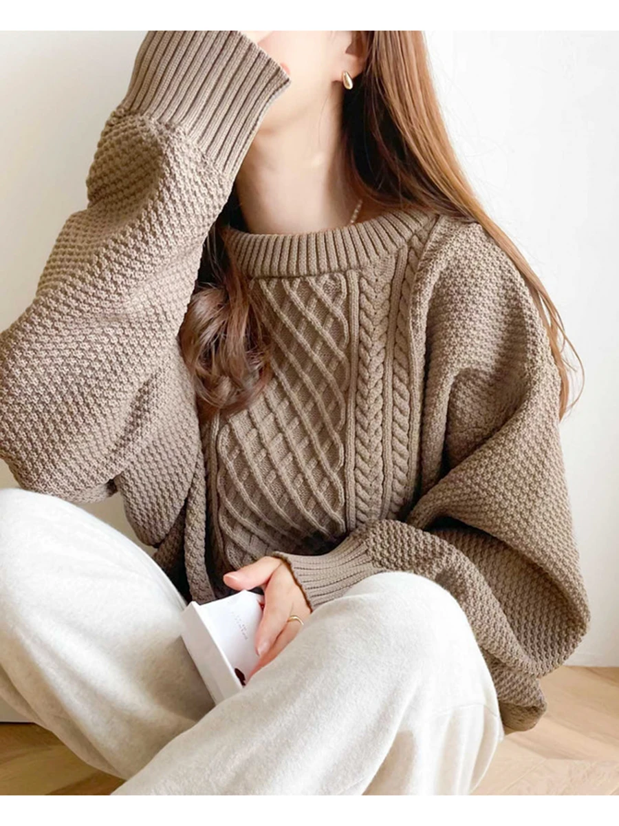 

Japanese Sle Two-Way Wear Loose Knitted Sweater Coat Lightweight Long Sve V-Ne Button-Up Polyester Fiber Autumn Wear