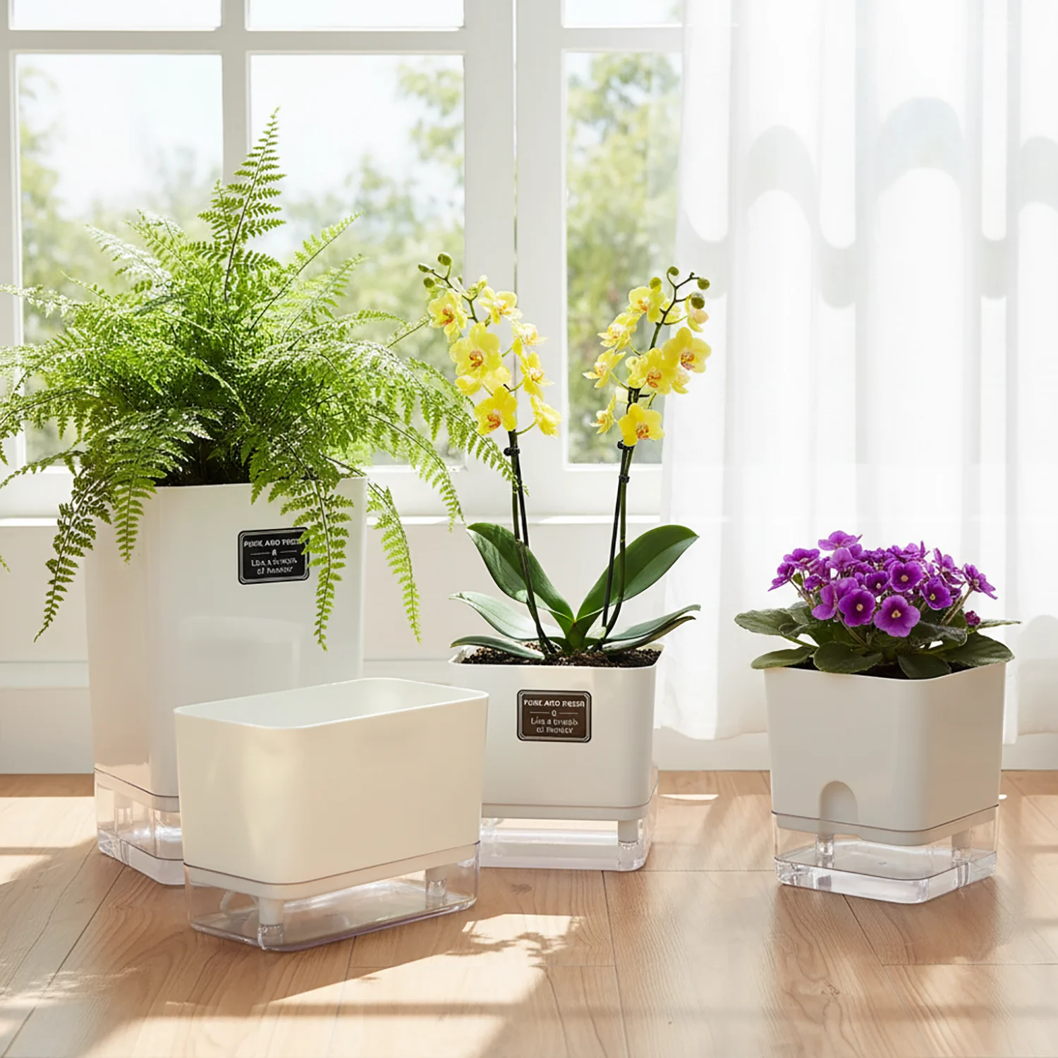 Self-Watering Plant Pot with Clear Magnetic Base Automatic Watering for Succulent Herb Windowsill Garden Home Office Desk Decor