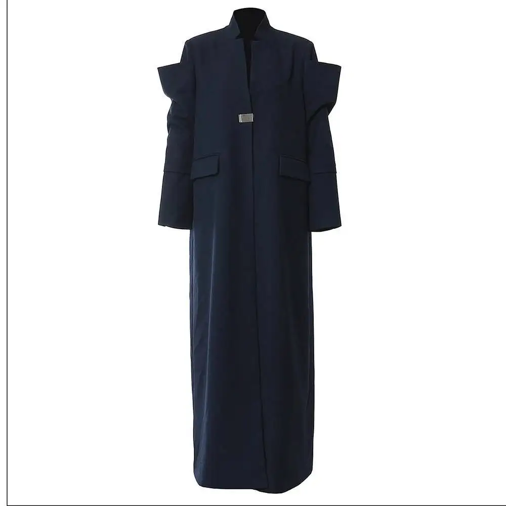 BJTZ Temperamento Giacca da donna elegante con scollo a V Giacca da donna a maniche lunghe da ufficio alla moda allentata di media lunghezza