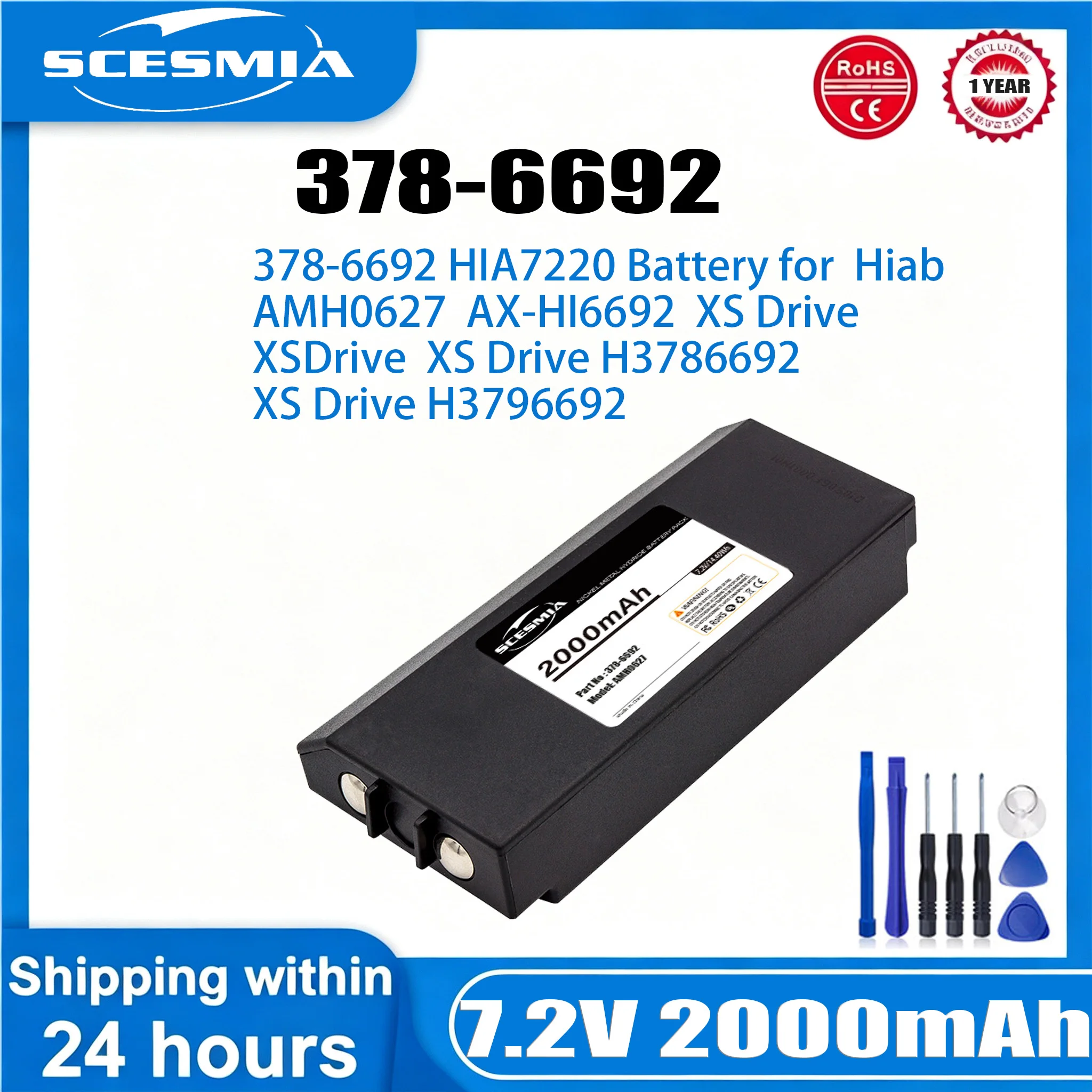 2000mAh Crane Remote Control HIA7220 Battery For Hiab  XS Drive H3786692 XS Drive H3796692 AX-HI6692 AMH0627 XS Drive