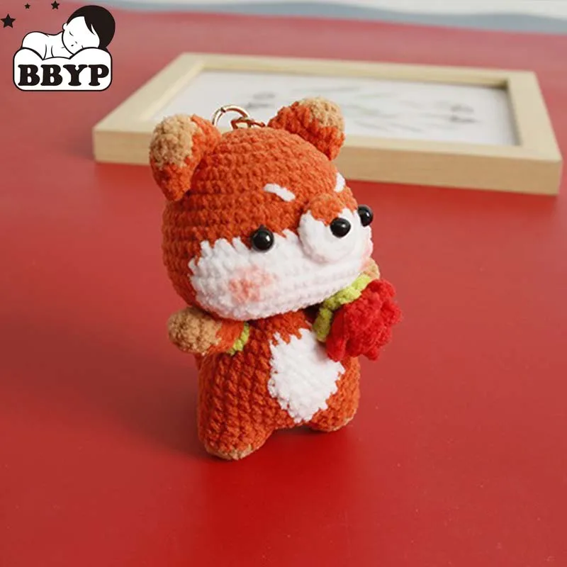 

Handmade Crochet Cartoon Key Chain Little Fox Plush Knitted Cartoon Anime Doll Key Ring Pendant Schoolbag Keychain